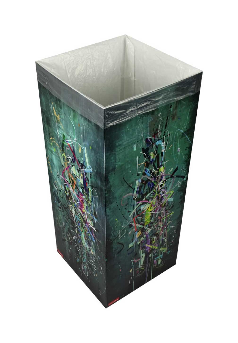 avakuk pet sammelbehälter 110 liter mit kunstwerk von Guillermo Arismendi