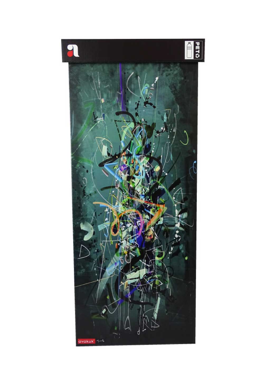 avakuk pet sammelbehälter 110 liter mit kunstwerk von Guillermo Arismendi