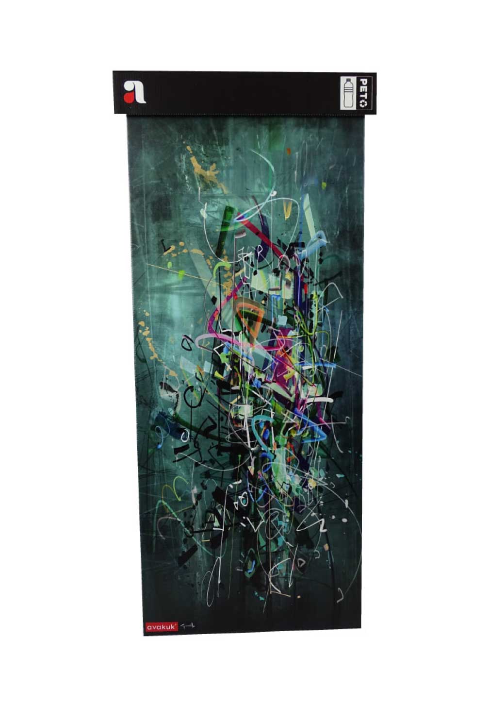 avakuk pet sammelbehälter 110 liter mit kunstwerk von Guillermo Arismendi